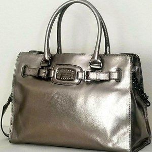 Michael Kors E/W Hamilton Tote in Gunmetal and Smoked Silver